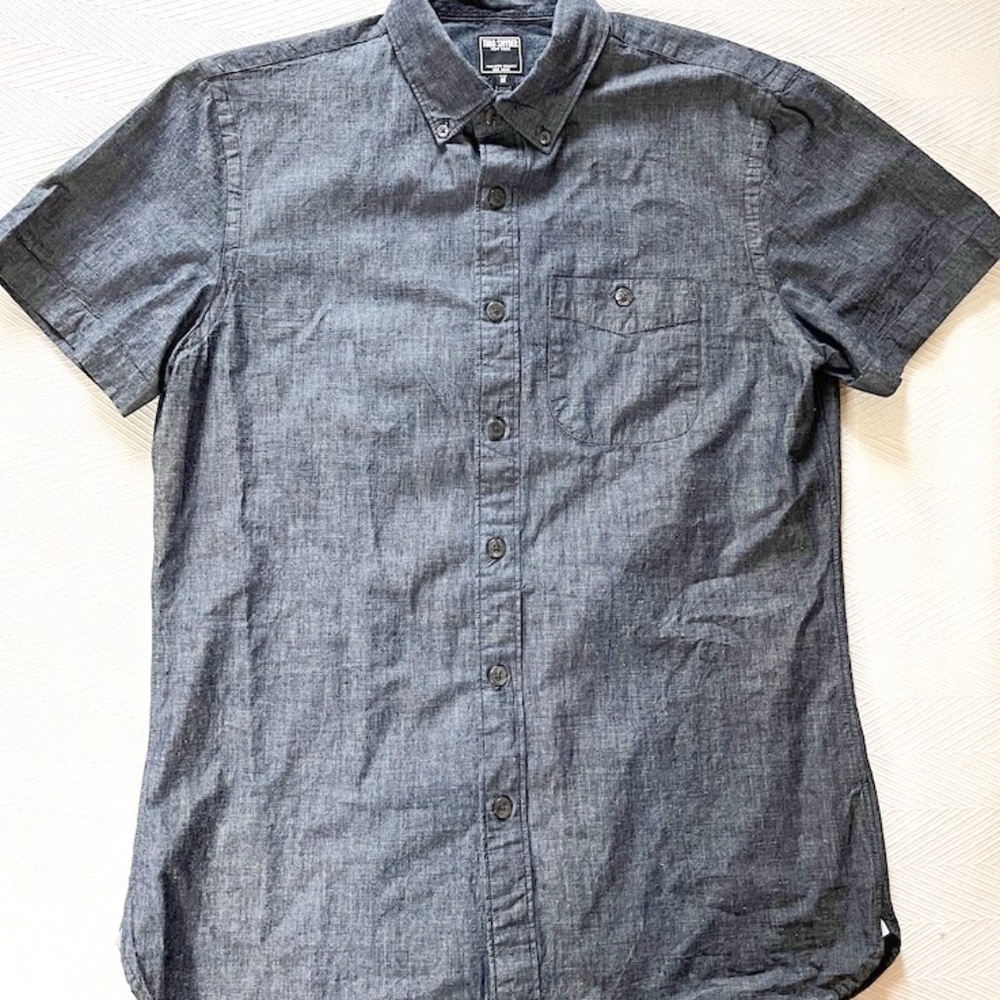 Todd Snyder Japanese Chambray Short Sleeve Shirt Sz Medium